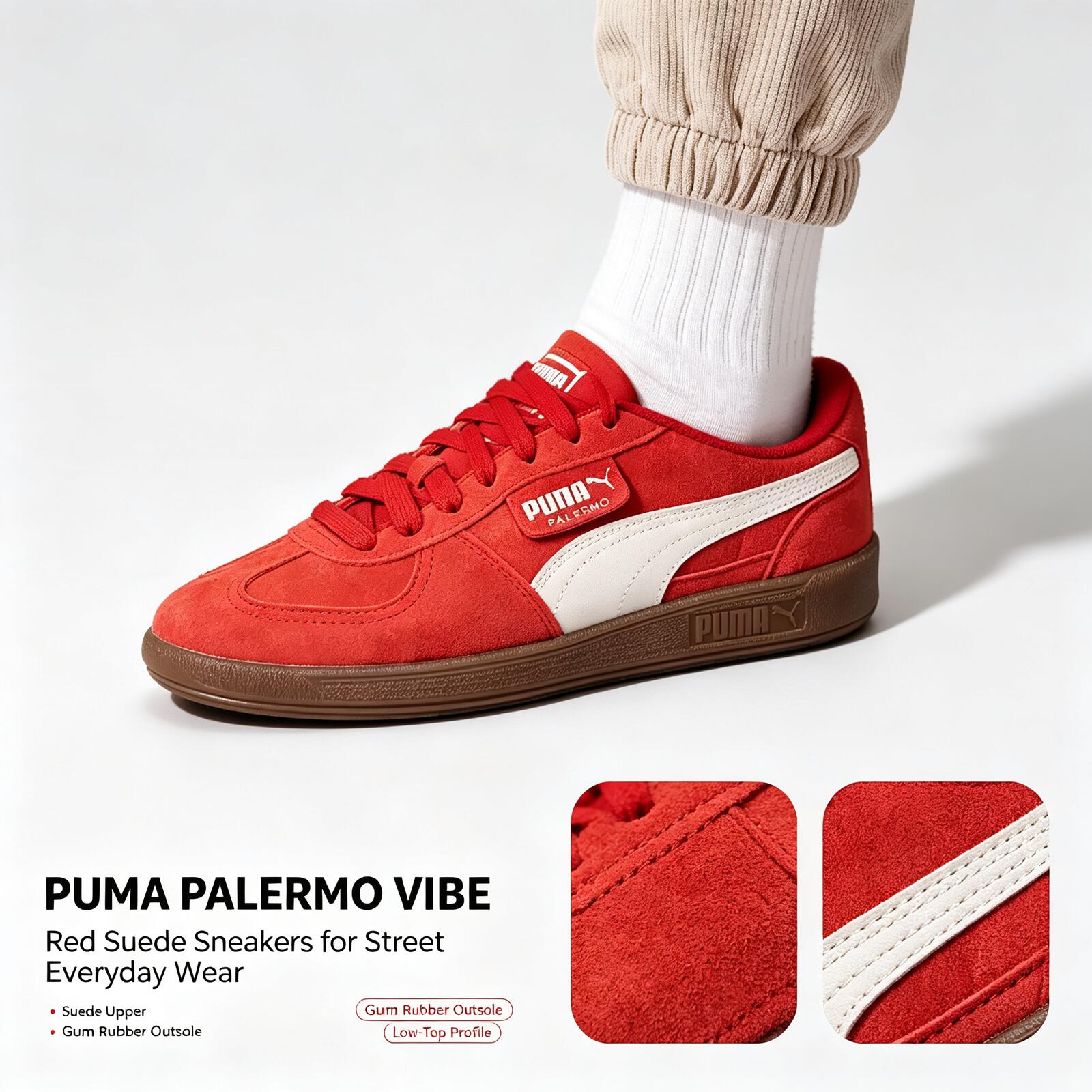 Puma Shoes Suede Classic - New PUMA Palermo Red Suede Sneakers